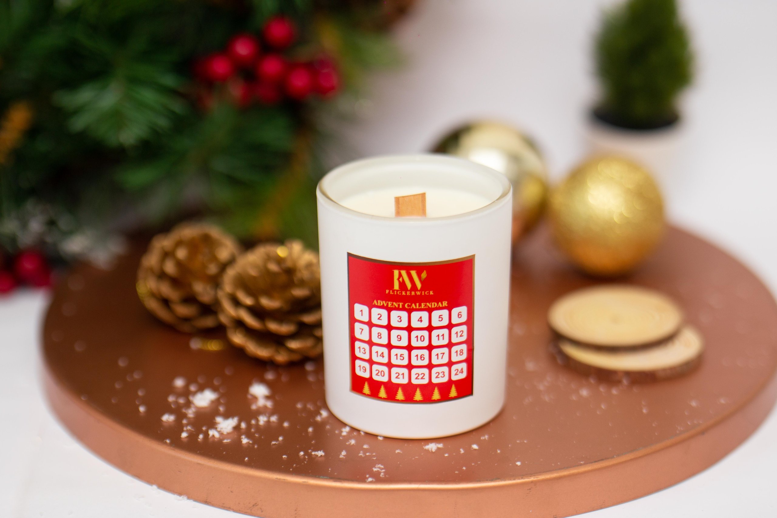 Let It Snow- Red Hot Cinnamon Advent Calendar Candle
