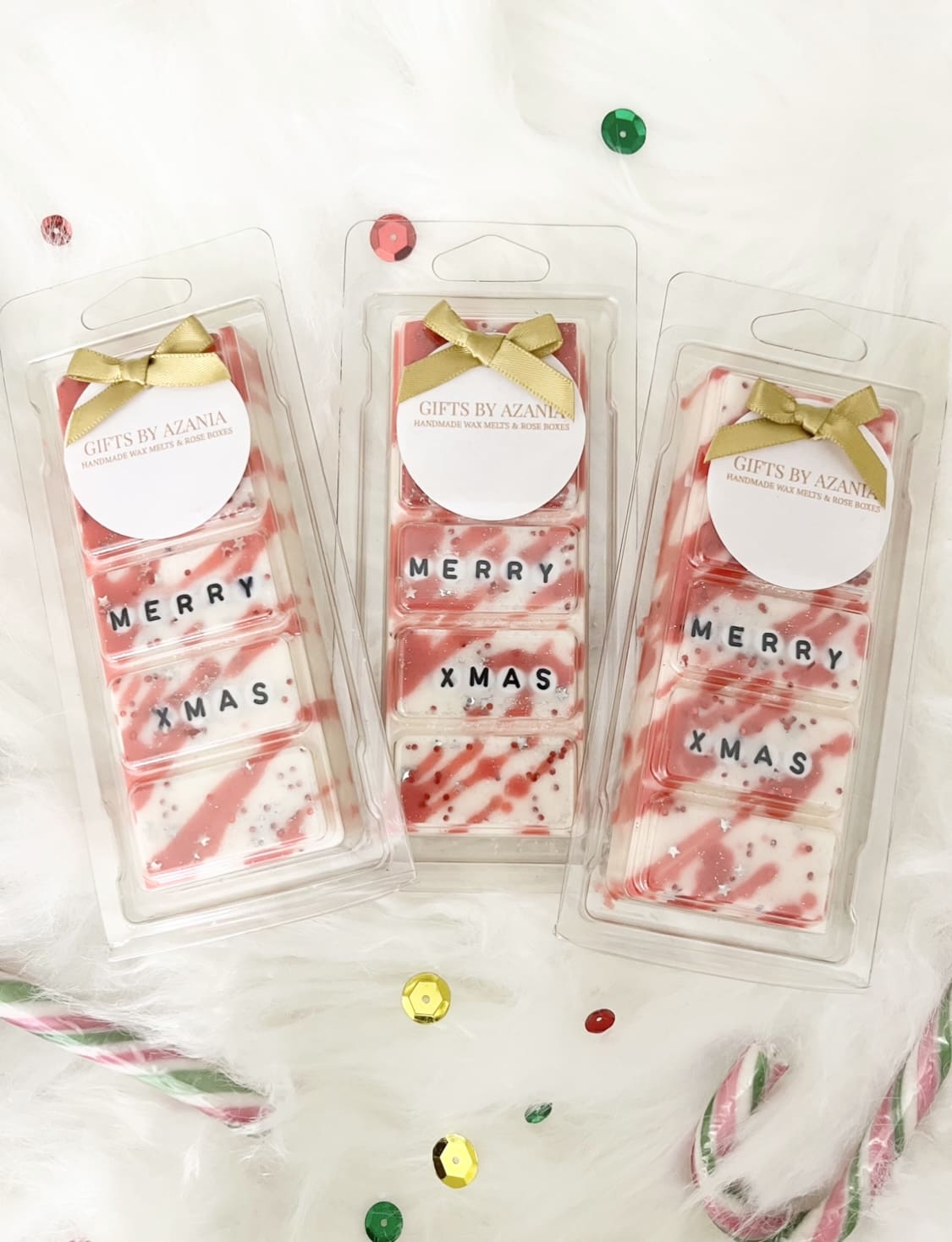 ‘Merry Xmas’ Message Wax Melt – Peppermint Candy Cane