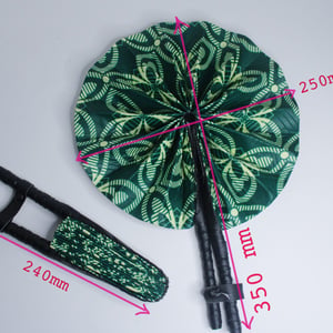 African Ankara Print Handheld Folding Fan - Green Leaf