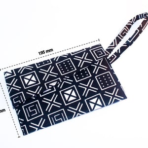 Wallet/ Wristlet Bag | Ankara Fabric & Grey Vegan Leather