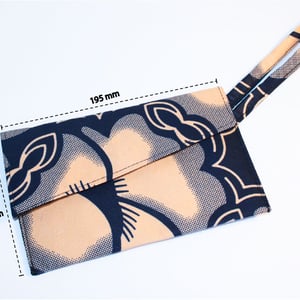 Wallet/ Wristlet Bag | Ankara Fabric & Beige Vegan Leather