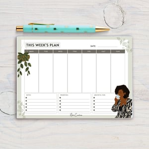 Tessa A5 Black Woman Weekly Planner