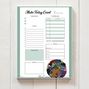 Nadia A5 Black Woman Daily Planner