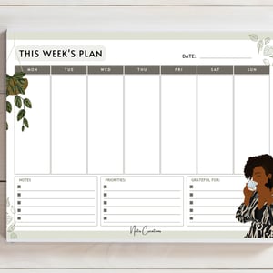 Tessa A5 Black Woman Weekly Planner