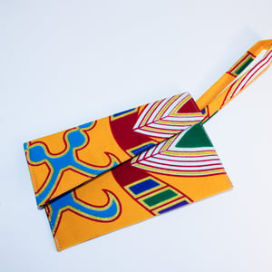 Wallet/ Wristlet Bag | Golden Modern Kente Ankara Fabric