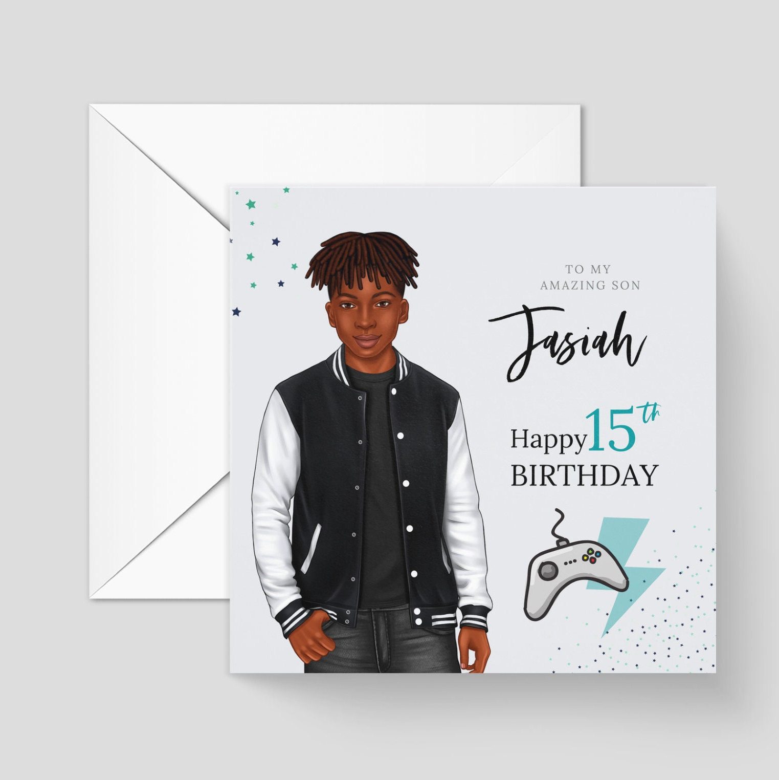Happy 16th Birthday Black Son Card