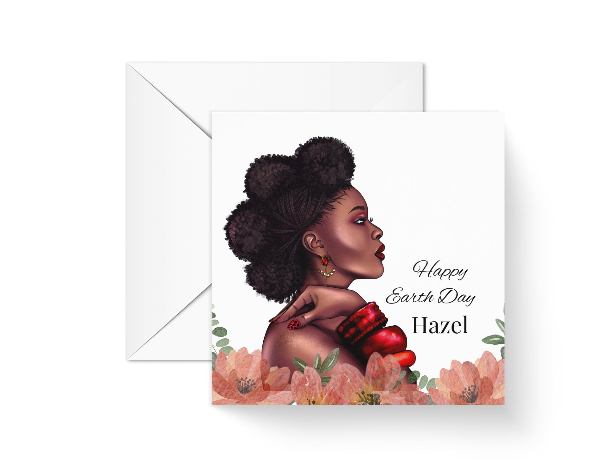 Happy Earth Day Black Female Personalised Card