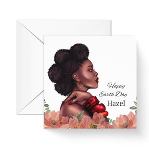 Happy Earth Day Black Female Personalised Card