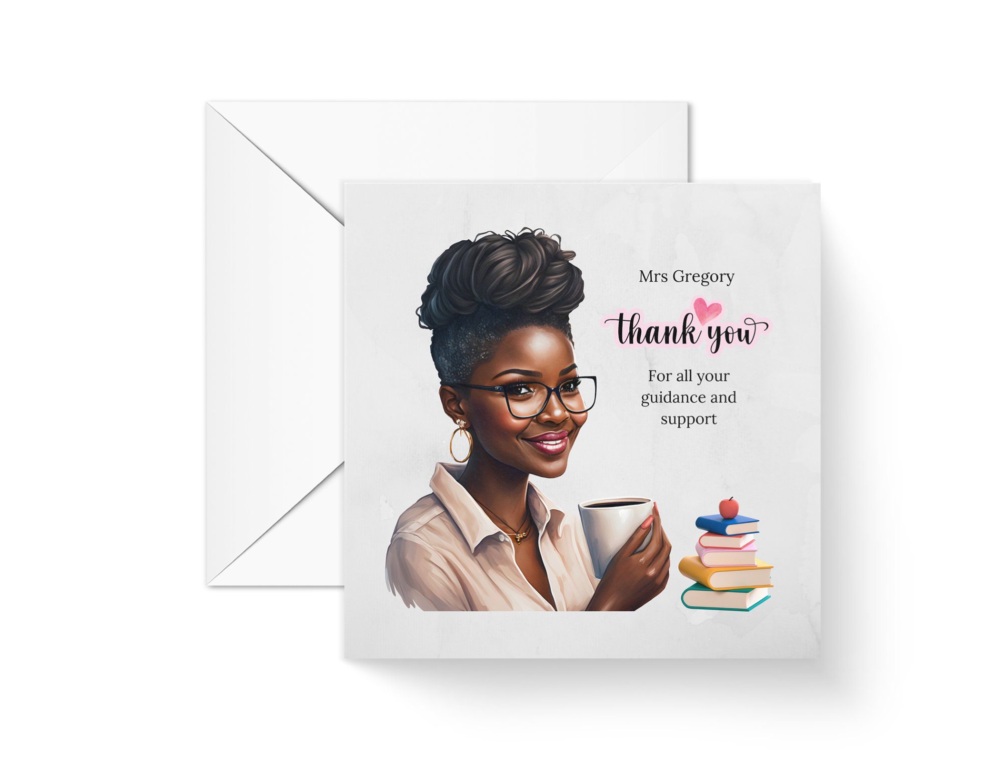 Personalised Black Teacher Thank you card