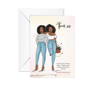 Black Sis Twins Birthday Card