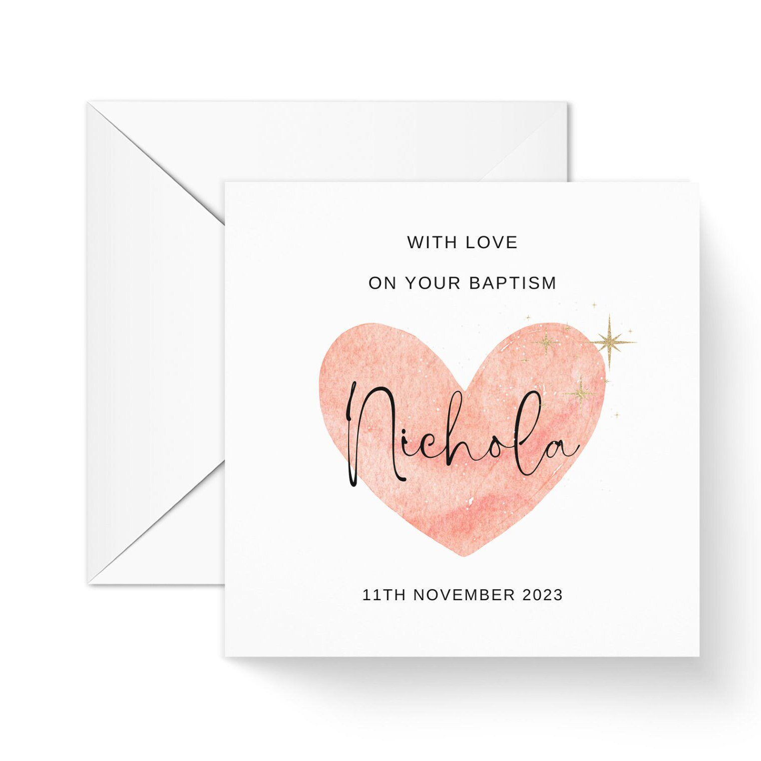 With Love On Your Baptism Heart Card for her