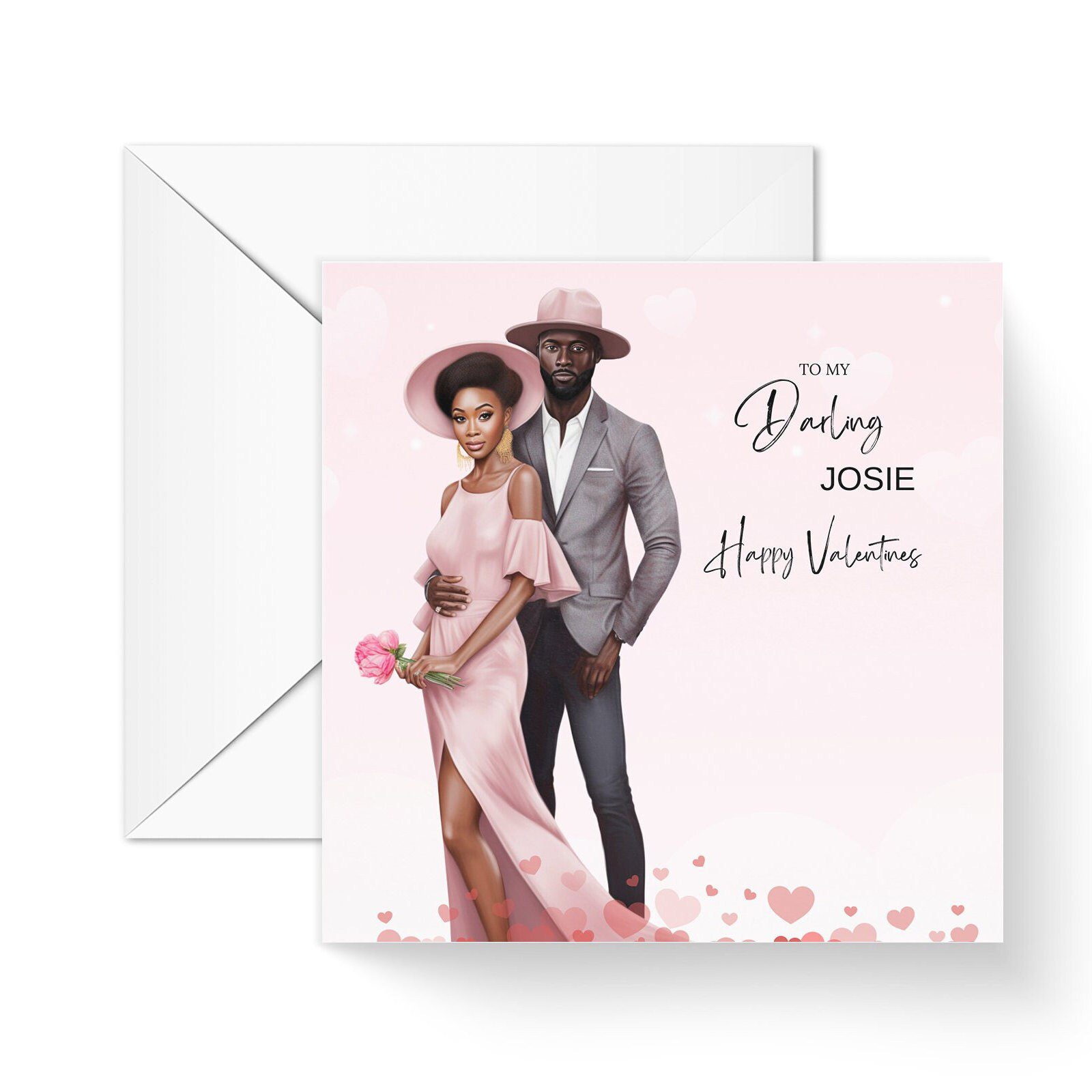 Girlfriend Valentines Card, Black Couple Card
