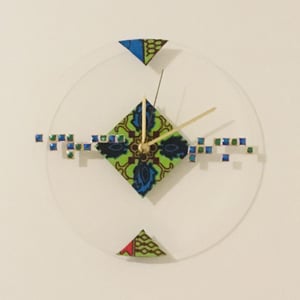 Africa Time Wall Clock - blue and green pattern