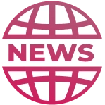 Vital Red LIght. Red Light Therapy. A pink and white globe icon with horizontal lines and the word "NEWS" in bold capital letters across the center.