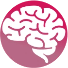 Vital Red LIght. Red Light Therapy. White brain icon on a pink circular background.