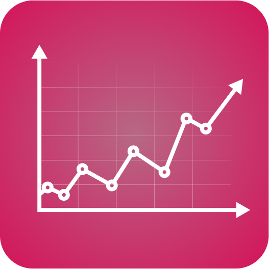 Vital Red LIght. Red Light Therapy. Line graph with data points shows an upward trend, set against a pink background with grid lines and white axes.