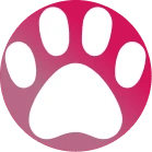 Vital Red LIght. Red Light Therapy. A white animal paw print icon on a pink circular background.