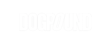 Bold white text on a gray background reads "DOGPOUND," as if emerging from deleted sections of an old manuscript, giving it an aura of mystery and rugged charm.