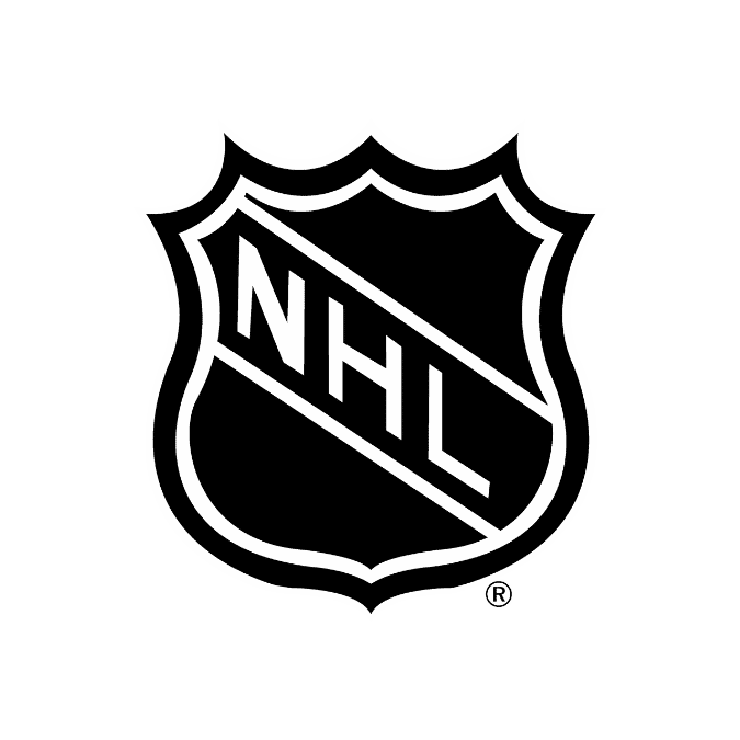 The black and white NHL logo showcases the bold letters "NHL" diagonally across a shield, embodying the vital elite spirit of professional hockey.