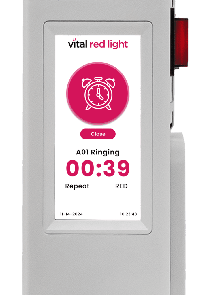 A digital display shows a countdown timer with 39 seconds left, featuring the words "Vital Pro 2.0" alongside an alarm clock icon. The date reads 11-14-2024, hinting at advanced features of this health monitor.