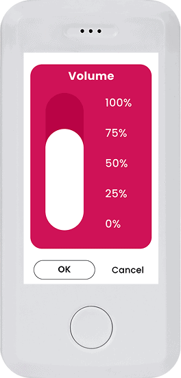 The Vital Pro 2.0 smartphone screen showcases a sleek volume control slider set to 75%, with "OK" and "Cancel" options conveniently positioned below for effortless adjustments.