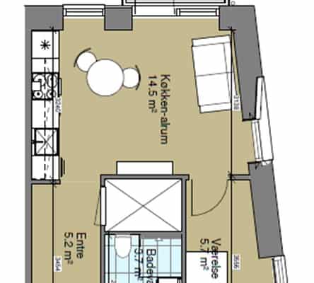 apartment Bright 2-room youth flat in Honnørkajen, ground floor