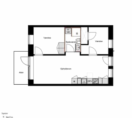 apartment Bright 3-room apartment with balcony close to the fjord