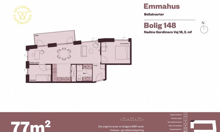 Indbydende 3-værelses lejlighed på 77 m² - Nadine Gordimers Vej, København S - 4