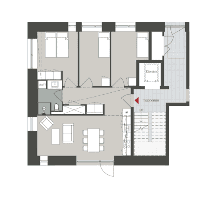 apartment Bright 4-room apartment with south-facing terrace