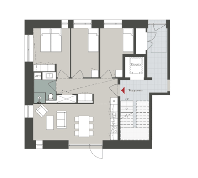 apartment Bright 4-room apartment with south-facing terrace