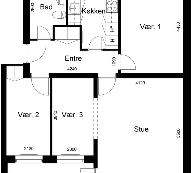 apartment Lækker lejlighed med 4 vær