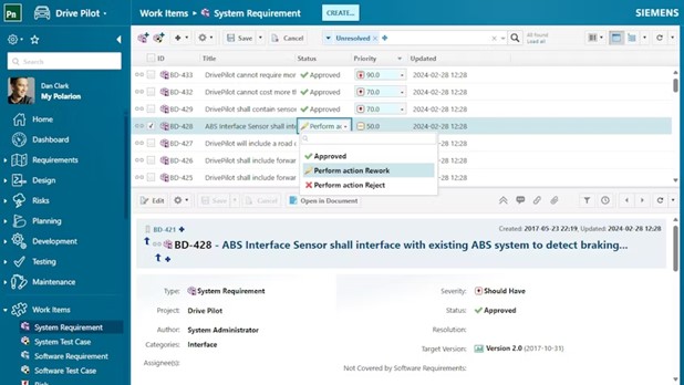 TechDogs-"Tool 3: Polarion By Siemens"-"A Screenshot Of The System Requirements Tab On The Polarion Platform"