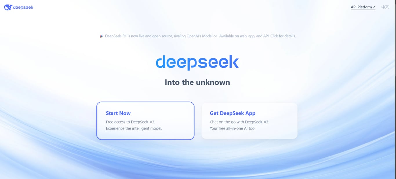 TechDogs-"An Image Of DeepSeek's Website's Home Page"