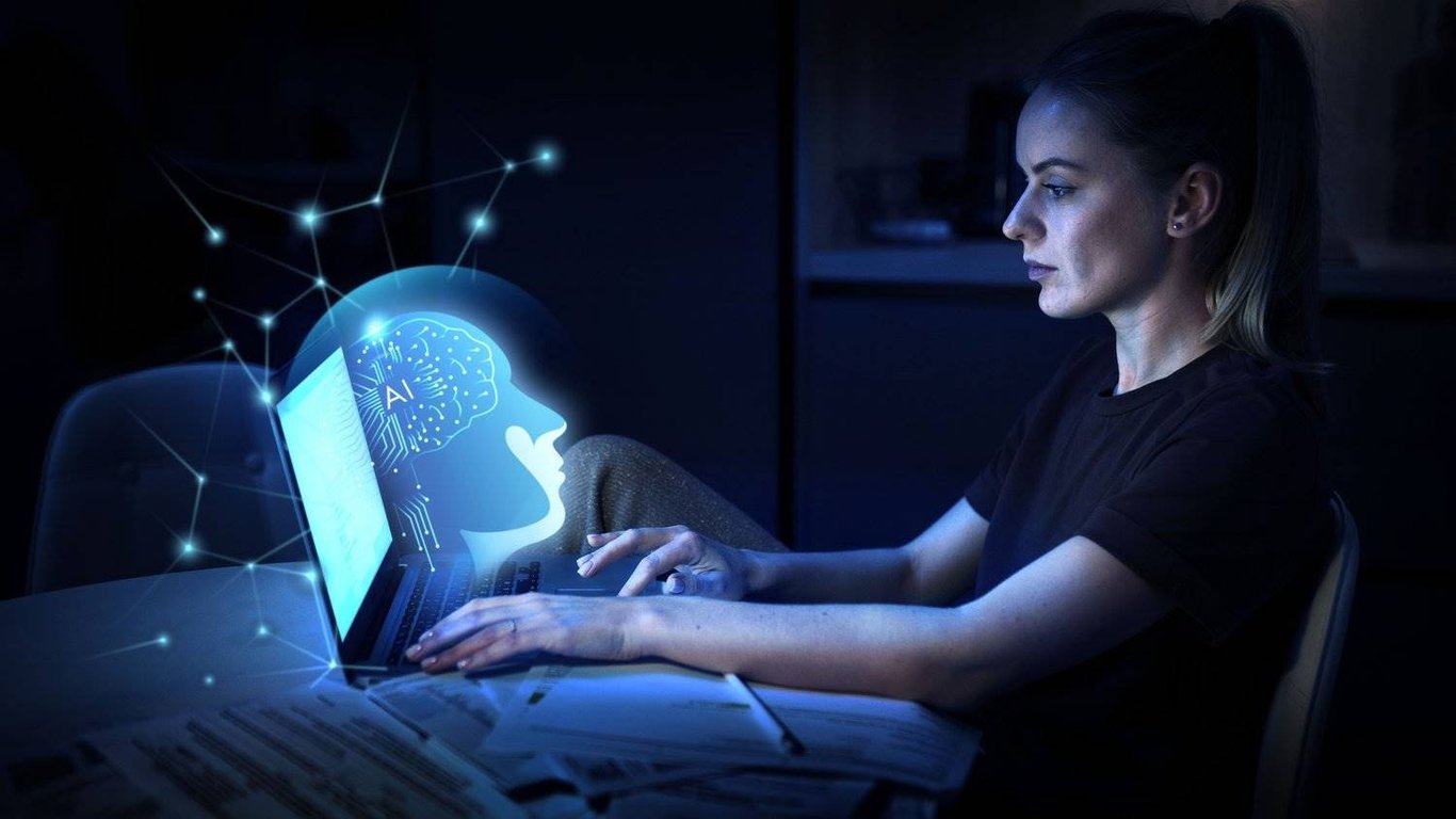 TechDogs-" An Image Showing A Woman Exploring AI In Therapy"