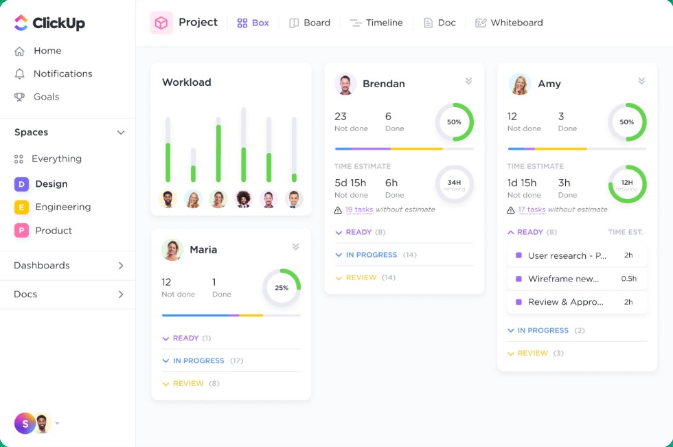 TechDogs-"Tool 5: ClickUp"-"A Screenshot Of The Dashboard Of ClickUp"
