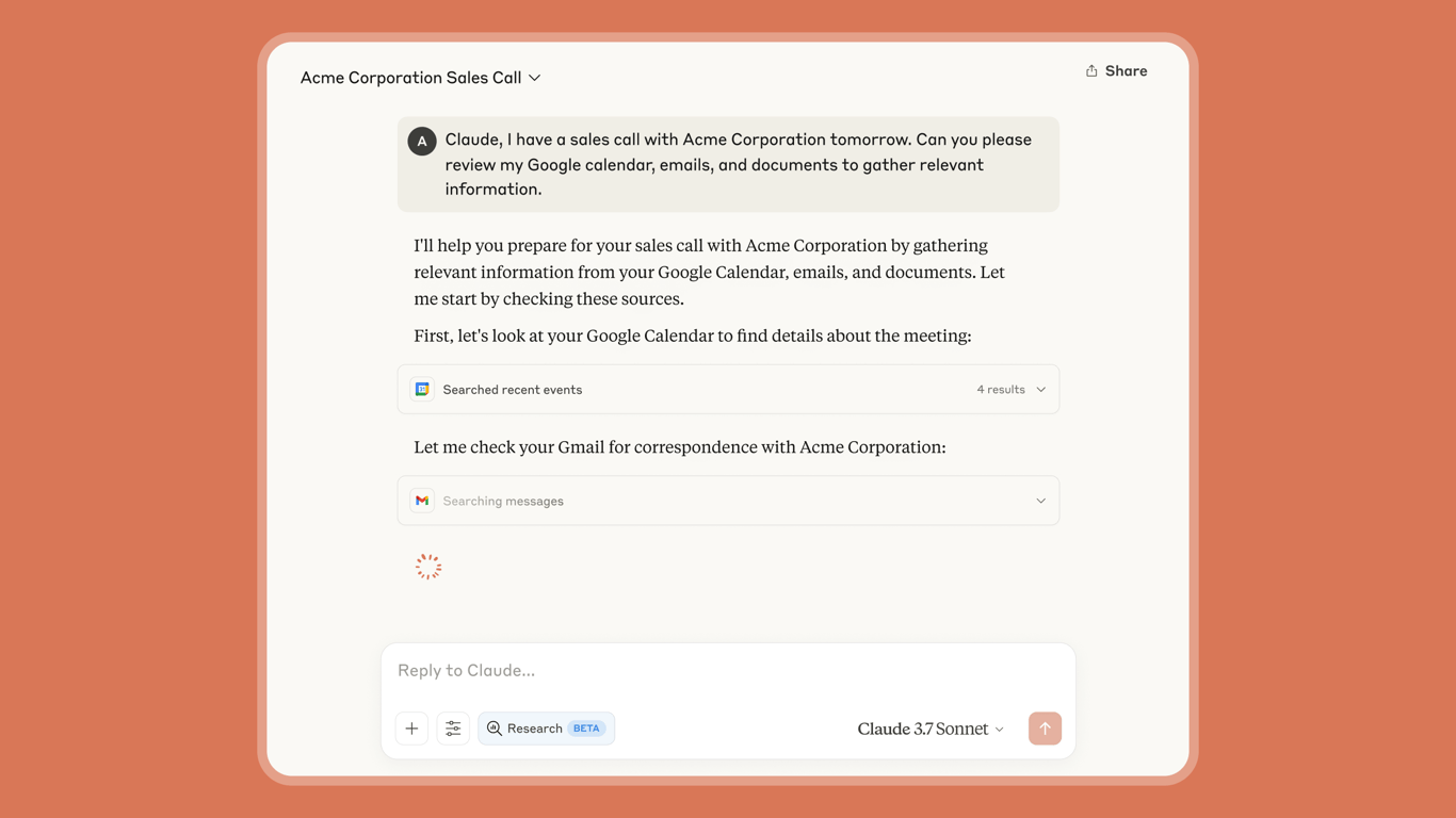 TechDogs-"An Image Showing The Google Workspace Integration Feature From Anthropic’s Claude"