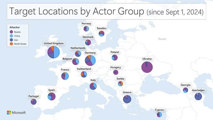TechDogs-"An Image Depicting European Target Locations By Country-Specific Actor Groups"