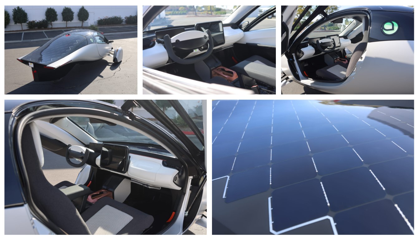 TechDogs-"A Collage Of Pictures Of Aptera's Solar-Powered Electric Vehicle"