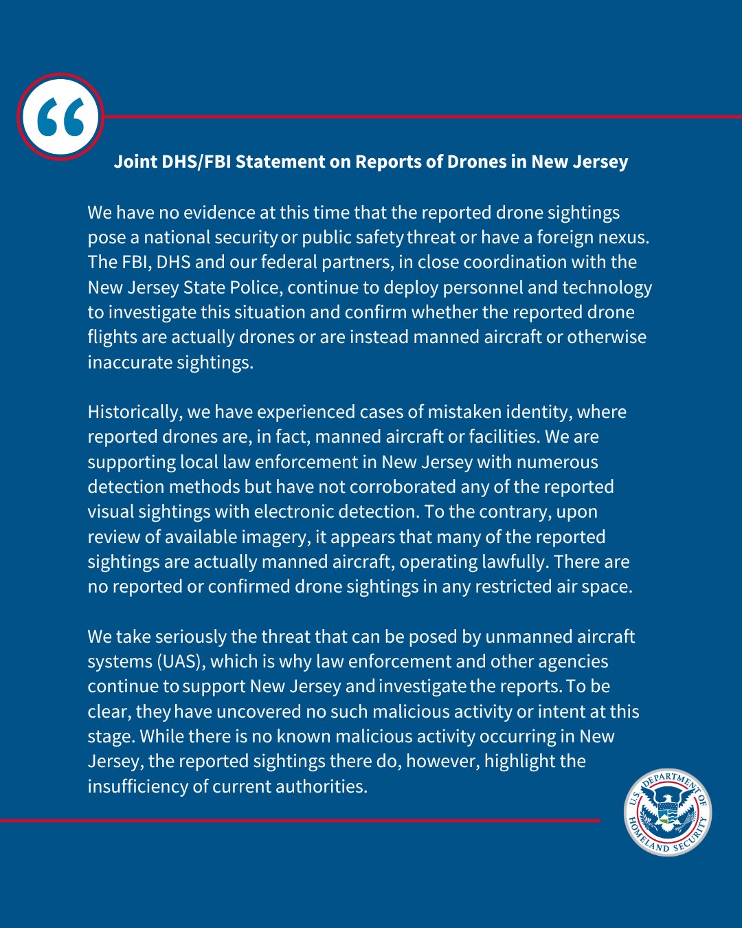 TechDogs-"An Image Of The Joint Statement By The US Department Of Homeland Security (DHS) And The Federal Bureau Of Investigation (FBI) As Released"