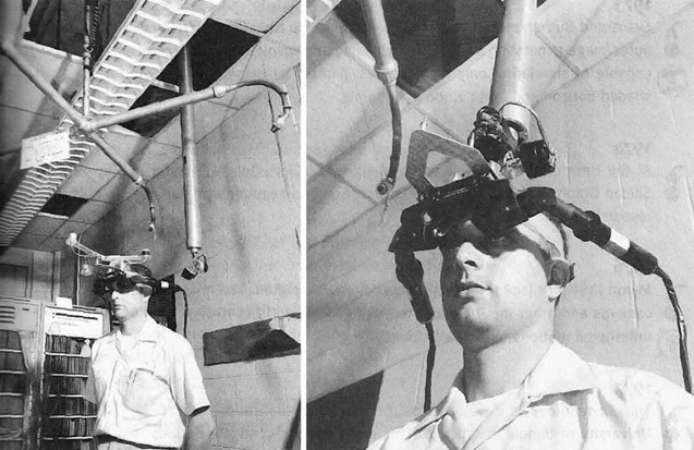 TechDogs-"What Is The History Of Smart Glasses?"-"An Image Of Ivan Sutherland's Head-Mounted 3D Display"