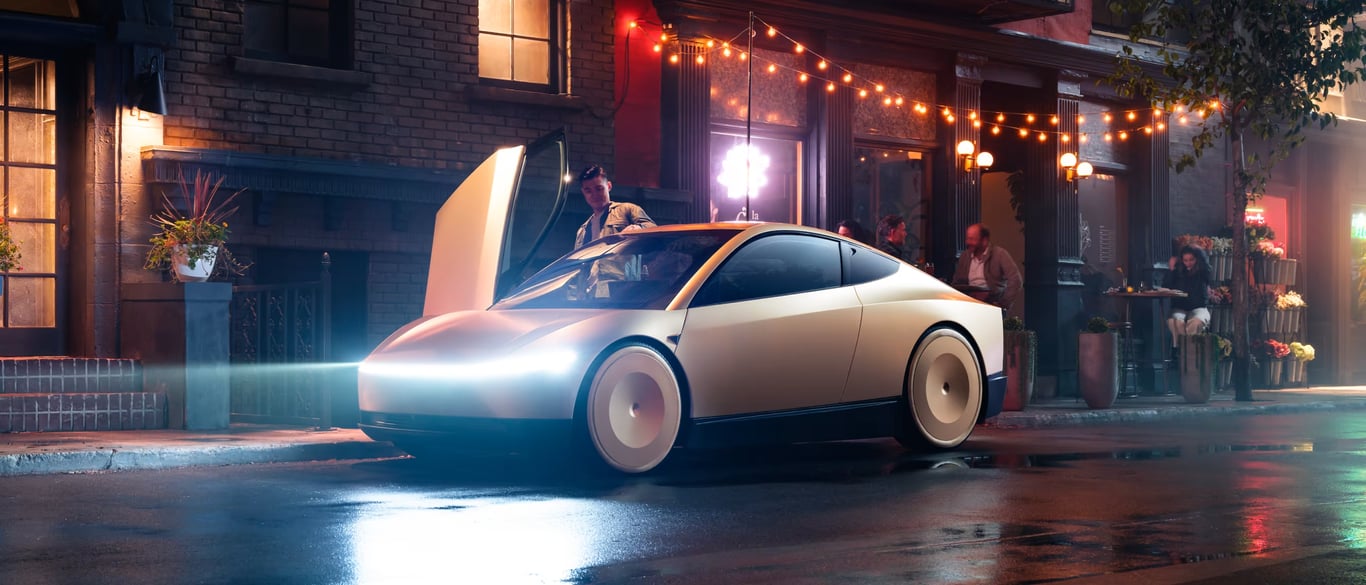 TechDogs-"An Image Of A Tesla Cybercab Robotaxi"