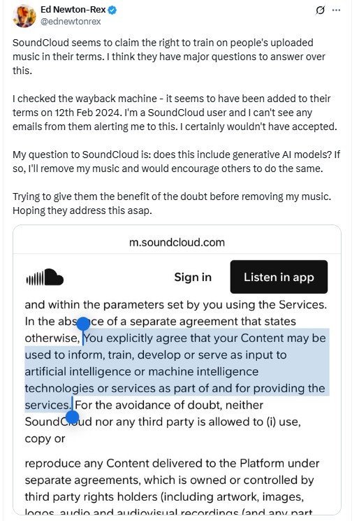 TechDogs-"A Screenshot Of A Tweet By Ed Newton-Rex"