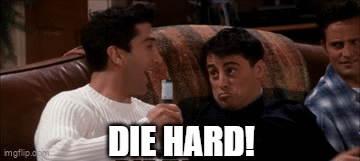 TechDogs-"How Is Traditional Analytics Used?"-"A GIF Of Ross And Joey From Friends Screaming "DIE HARD!"