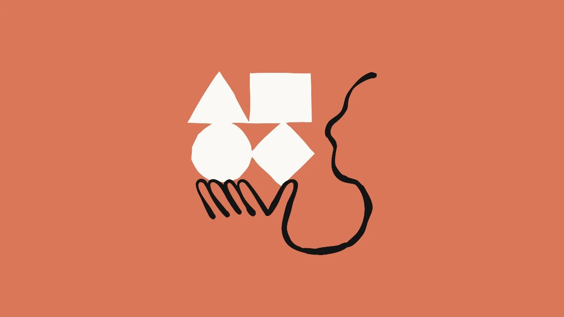 TechDogs-"Illustration of Hand Holding Geometric Shapes with Abstract Face Line Drawing Showcasing Claude 4"
