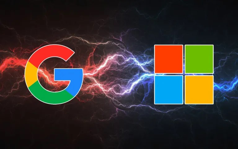 TechDogs-"What Are Microsoft's Allegations Against Google?"-"An Image Showing A Battle Between Google And Microsoft"