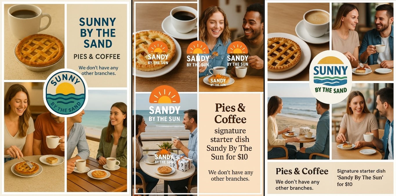 TechDogs-"An Collage Of Leaflets For A Café (Photorealistic), Generated By ChatGPT"