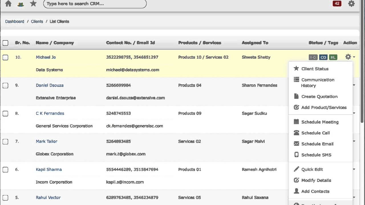 TechDogs-"Tool 3: incuTrackTM"-"An Image Showing The Client Management Dashboard Of IncuTrackTM"