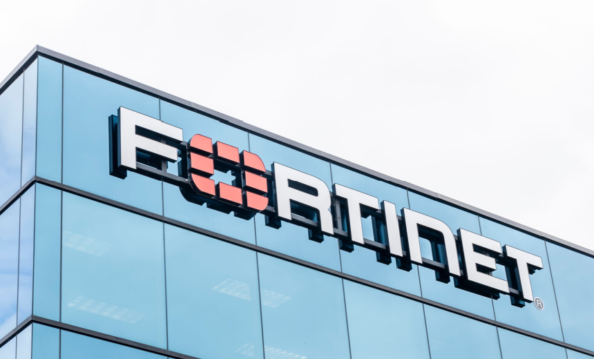 TechDogs-"An Image Showing Fortinet Logo On Glass Building"