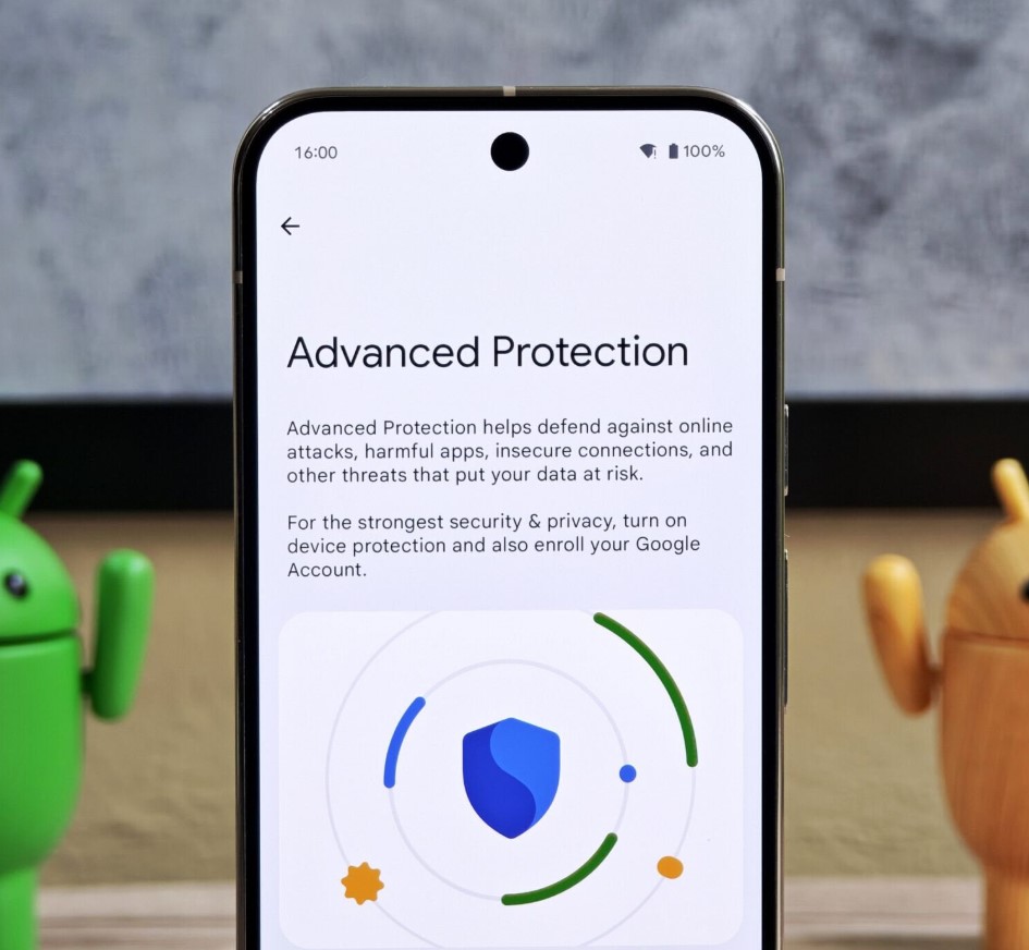 TechDogs-"Feature 4. Security And Privacy Boosts"-"Android Advanced Protection Screen Displaying Security and Privacy Settings On Pixel Device"
