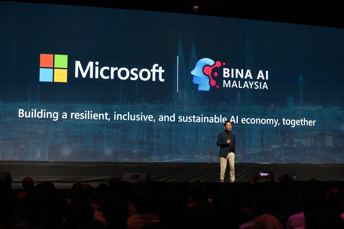 TechDogs-"Microsoft Launches First Cloud Region In Malaysia To Boost AI Innovation"-"Microsoft And BINA AI Malaysia Launch Event Stage Presentation"